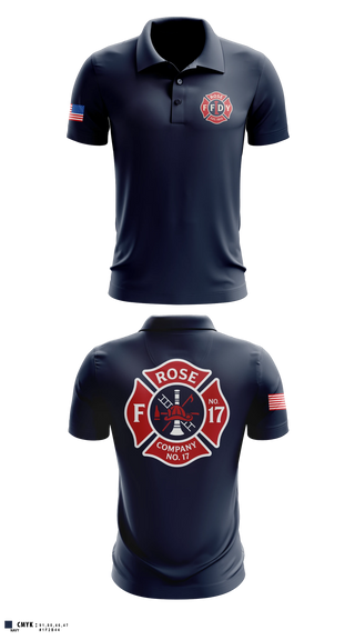 Short Sleeve Performance Polo, Rose Fire Company, Fire Department, Teamtime, Team time, sublimation, custom sports apparel, team uniforms, spirit wear, spiritwear, sports uniforms, custom shirts, team store, custom team store, fundraiser sports, apparel fundraiser