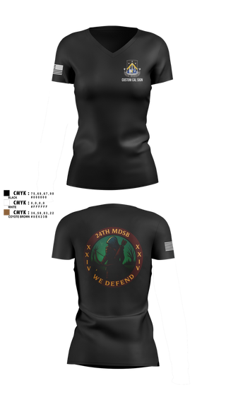 Womens Short Sleeve Vneck Shirt, 24th MDSB, Army, Teamtime, Team time, sublimation, custom sports apparel, team uniforms, spirit wear, spiritwear, sports uniforms, custom shirts, team store, custom team store, fundraiser sports, apparel fundraiser
