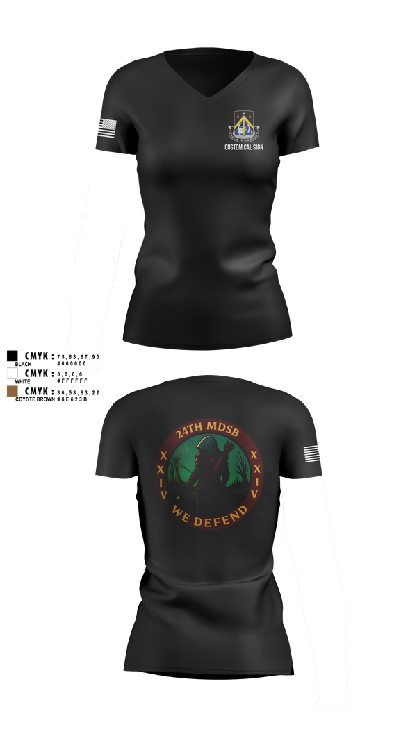 Womens Short Sleeve Vneck Shirt, 24th MDSB, Army, Teamtime, Team time, sublimation, custom sports apparel, team uniforms, spirit wear, spiritwear, sports uniforms, custom shirts, team store, custom team store, fundraiser sports, apparel fundraiser