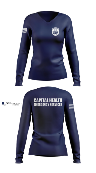 Womens Long Sleeve Vneck Shirt, CAPITAL HEALTH, EMS/EMT, Teamtime, Team time, sublimation, custom sports apparel, team uniforms, spirit wear, spiritwear, sports uniforms, custom shirts, team store, custom team store, fundraiser sports, apparel fundraiser