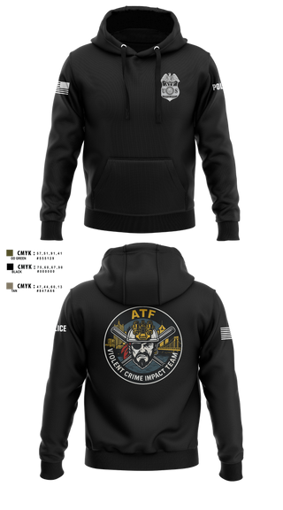 Hoodie, ATF, Police, Teamtime, Team time, sublimation, custom sports apparel, team uniforms, spirit wear, spiritwear, sports uniforms, custom shirts, team store, custom team store, fundraiser sports, apparel fundraiser