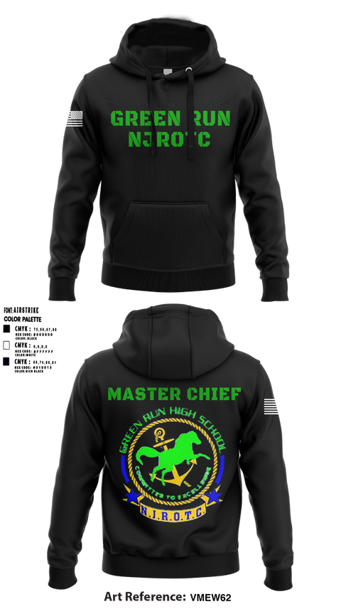 Hoodie, Green Run High School NJROTC, Navy, Teamtime, Team time, sublimation, custom sports apparel, team uniforms, spirit wear, spiritwear, sports uniforms, custom shirts, team store, custom team store, fundraiser sports, apparel fundraiser