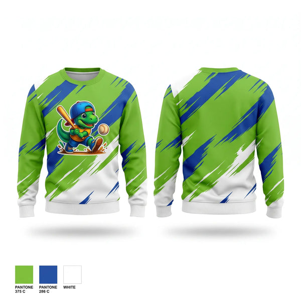 Crew Neck Sweatshirt, Dino Sluggers, Baseball, Teamtime, Team time, sublimation, custom sports apparel, team uniforms, spirit wear, spiritwear, sports uniforms, custom shirts, team store, custom team store, fundraiser sports, apparel fundraiser