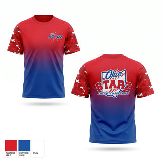 Soft Poly Tee Cotton Like Feel, Ohio Starz, Softball, Teamtime, Team time, sublimation, custom sports apparel, team uniforms, spirit wear, spiritwear, sports uniforms, custom shirts, team store, custom team store, fundraiser sports, apparel fundraiser