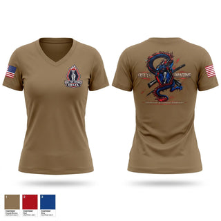 Womens Short Sleeve Vneck Shirt, Delta Company 100BN 442IN REGT, Army, Teamtime, Team time, sublimation, custom sports apparel, team uniforms, spirit wear, spiritwear, sports uniforms, custom shirts, team store, custom team store, fundraiser sports, apparel fundraiser