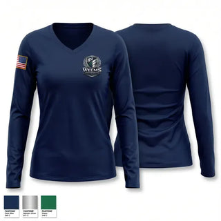 Womens Long Sleeve Vneck Shirt, Weems Protection Services, Police, Teamtime, Team time, sublimation, custom sports apparel, team uniforms, spirit wear, spiritwear, sports uniforms, custom shirts, team store, custom team store, fundraiser sports, apparel fundraiser