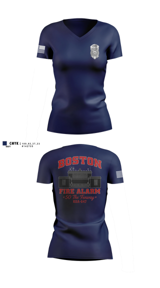 Womens Short Sleeve Vneck Shirt, Boston Fire Alarm, Fire Department, Teamtime, Team time, sublimation, custom sports apparel, team uniforms, spirit wear, spiritwear, sports uniforms, custom shirts, team store, custom team store, fundraiser sports, apparel fundraiser