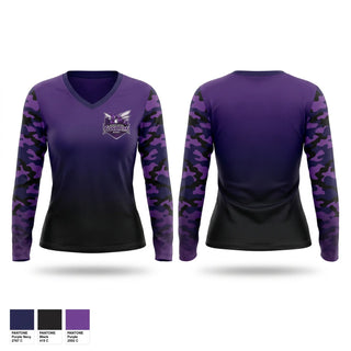 Womens Long Sleeve Vneck Shirt, North Shore Swarm Rugby, Rugby, Teamtime, Team time, sublimation, custom sports apparel, team uniforms, spirit wear, spiritwear, sports uniforms, custom shirts, team store, custom team store, fundraiser sports, apparel fundraiser