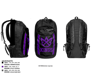 Gear Bag, Kings, Men's Basketball, Teamtime, Team time, sublimation, custom sports apparel, team uniforms, spirit wear, spiritwear, sports uniforms, custom shirts, team store, custom team store, fundraiser sports, apparel fundraiser