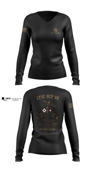 Womens Long Sleeve Vneck Shirt, 1 TSC OCP G6, Army, Teamtime, Team time, sublimation, custom sports apparel, team uniforms, spirit wear, spiritwear, sports uniforms, custom shirts, team store, custom team store, fundraiser sports, apparel fundraiser