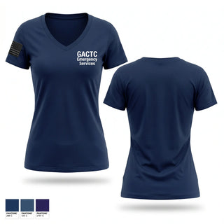 Womens Short Sleeve Vneck Shirt, GACTC Emergency Services, EMS/EMT, Teamtime, Team time, sublimation, custom sports apparel, team uniforms, spirit wear, spiritwear, sports uniforms, custom shirts, team store, custom team store, fundraiser sports, apparel fundraiser