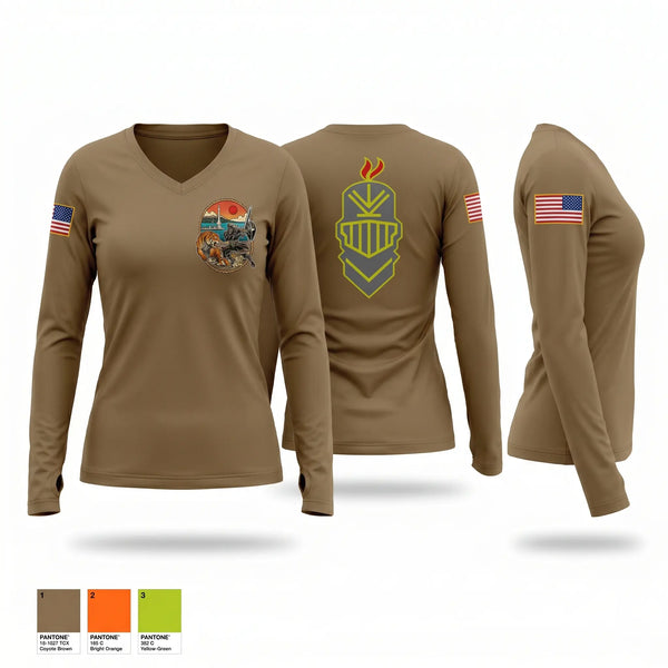 Womens Long Sleeve Vneck Shirt, USS FRANK E PETERSEN JR, Navy, Teamtime, Team time, sublimation, custom sports apparel, team uniforms, spirit wear, spiritwear, sports uniforms, custom shirts, team store, custom team store, fundraiser sports, apparel fundraiser