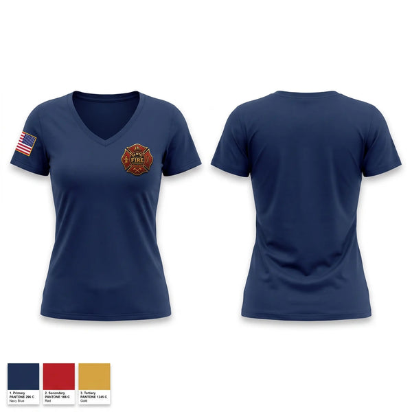 Womens Short Sleeve Vneck Shirt, Yantis Volunteer Fire Department, Fire Department, Teamtime, Team time, sublimation, custom sports apparel, team uniforms, spirit wear, spiritwear, sports uniforms, custom shirts, team store, custom team store, fundraiser sports, apparel fundraiser