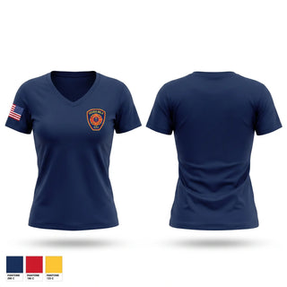 Womens Short Sleeve Vneck Shirt, Seven Mile Fire&EMS, EMS/EMT, Teamtime, Team time, sublimation, custom sports apparel, team uniforms, spirit wear, spiritwear, sports uniforms, custom shirts, team store, custom team store, fundraiser sports, apparel fundraiser