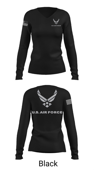 Womens Long Sleeve Vneck Shirt, USAF Volunteer, Air Force, Teamtime, Team time, sublimation, custom sports apparel, team uniforms, spirit wear, spiritwear, sports uniforms, custom shirts, team store, custom team store, fundraiser sports, apparel fundraiser