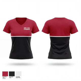 Womens Short Sleeve Vneck Shirt, Sandy Creek Cougars, Softball, Teamtime, Team time, sublimation, custom sports apparel, team uniforms, spirit wear, spiritwear, sports uniforms, custom shirts, team store, custom team store, fundraiser sports, apparel fundraiser