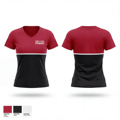Sandy Creek Cougars 64074372 Women's Short Sleeve V-neck Shirt - 1