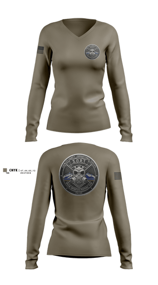 Womens Long Sleeve Vneck Shirt, Special Operations Response Team, Police, Teamtime, Team time, sublimation, custom sports apparel, team uniforms, spirit wear, spiritwear, sports uniforms, custom shirts, team store, custom team store, fundraiser sports, apparel fundraiser