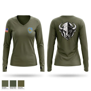 Womens Long Sleeve Vneck Shirt, B Co 1-138th IN, National Guard, Teamtime, Team time, sublimation, custom sports apparel, team uniforms, spirit wear, spiritwear, sports uniforms, custom shirts, team store, custom team store, fundraiser sports, apparel fundraiser