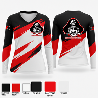 Womens Long Sleeve Vneck Shirt, Shannon Red Raiders, , Teamtime, Team time, sublimation, custom sports apparel, team uniforms, spirit wear, spiritwear, sports uniforms, custom shirts, team store, custom team store, fundraiser sports, apparel fundraiser