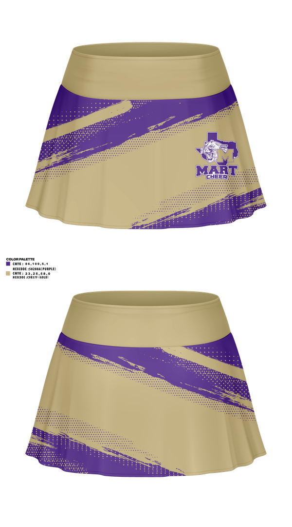 Skort, Mart High School Cheer, Cheer, Teamtime, Team time, sublimation, custom sports apparel, team uniforms, spirit wear, spiritwear, sports uniforms, custom shirts, team store, custom team store, fundraiser sports, apparel fundraiser