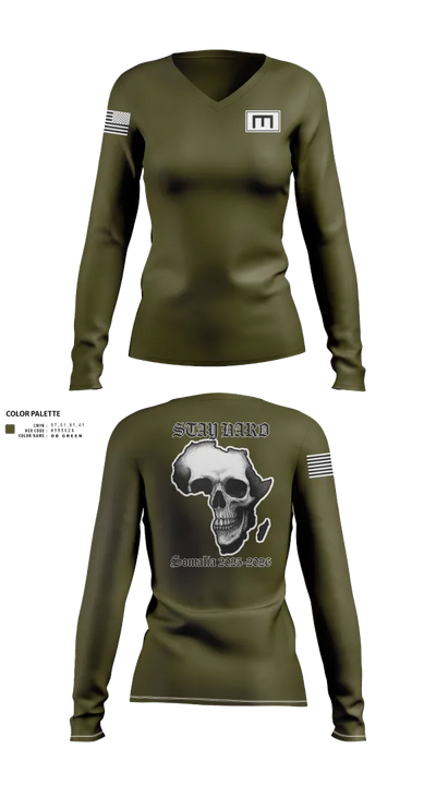 180th ESC 85652758 Women's Long Sleeve V-neck Shirt - 30
