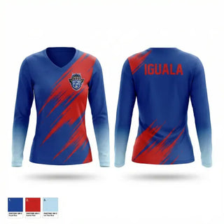 Womens Long Sleeve Vneck Shirt, Iguala, Men's Soccer, Teamtime, Team time, sublimation, custom sports apparel, team uniforms, spirit wear, spiritwear, sports uniforms, custom shirts, team store, custom team store, fundraiser sports, apparel fundraiser