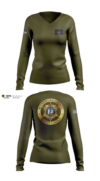Womens Long Sleeve Vneck Shirt, Rutherford County Sheriff’s Office, Police, Teamtime, Team time, sublimation, custom sports apparel, team uniforms, spirit wear, spiritwear, sports uniforms, custom shirts, team store, custom team store, fundraiser sports, apparel fundraiser