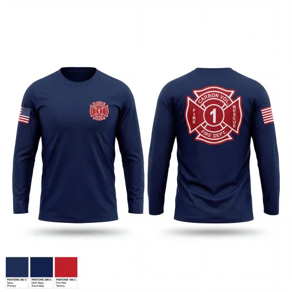 Long Sleeve Performance Shirt, Carbon Volunteer Fire Department, Fire Department, Teamtime, Team time, sublimation, custom sports apparel, team uniforms, spirit wear, spiritwear, sports uniforms, custom shirts, team store, custom team store, fundraiser sports, apparel fundraiser