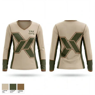 Womens Long Sleeve Vneck Shirt, Y.A.K Gang, , Teamtime, Team time, sublimation, custom sports apparel, team uniforms, spirit wear, spiritwear, sports uniforms, custom shirts, team store, custom team store, fundraiser sports, apparel fundraiser