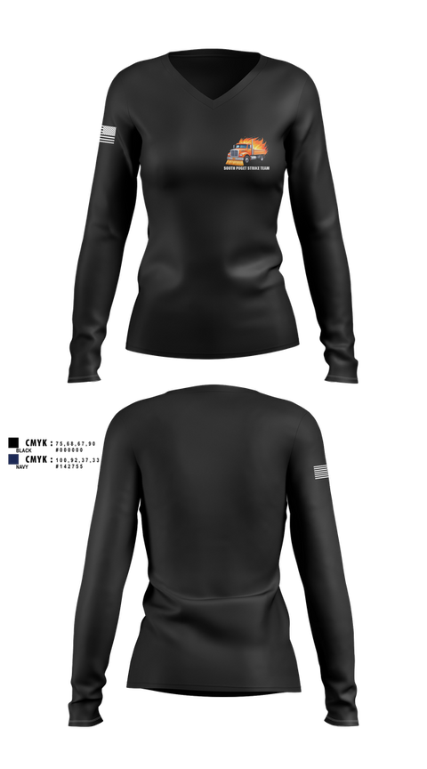 Womens Long Sleeve Vneck Shirt, South Puget strike team, , Teamtime, Team time, sublimation, custom sports apparel, team uniforms, spirit wear, spiritwear, sports uniforms, custom shirts, team store, custom team store, fundraiser sports, apparel fundraiser