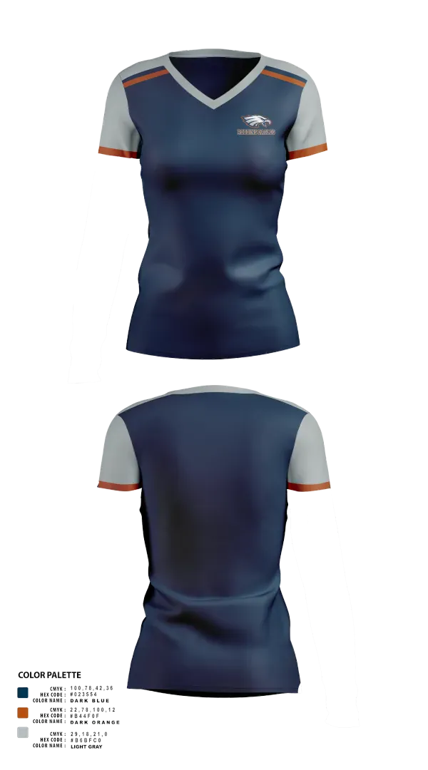 Womens Short Sleeve Vneck Shirt, Robbins Eagles, , Teamtime, Team time, sublimation, custom sports apparel, team uniforms, spirit wear, spiritwear, sports uniforms, custom shirts, team store, custom team store, fundraiser sports, apparel fundraiser