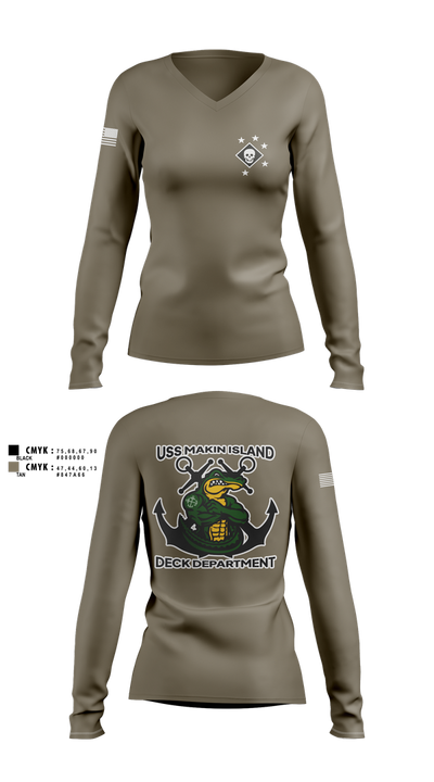 DECK DEPARTMENT 16334111 Women's Long Sleeve V-neck Shirt - 1
