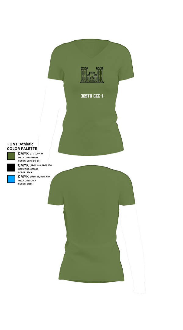 Womens Short Sleeve Vneck Shirt, 309th CEC-I, , Teamtime, Team time, sublimation, custom sports apparel, team uniforms, spirit wear, spiritwear, sports uniforms, custom shirts, team store, custom team store, fundraiser sports, apparel fundraiser