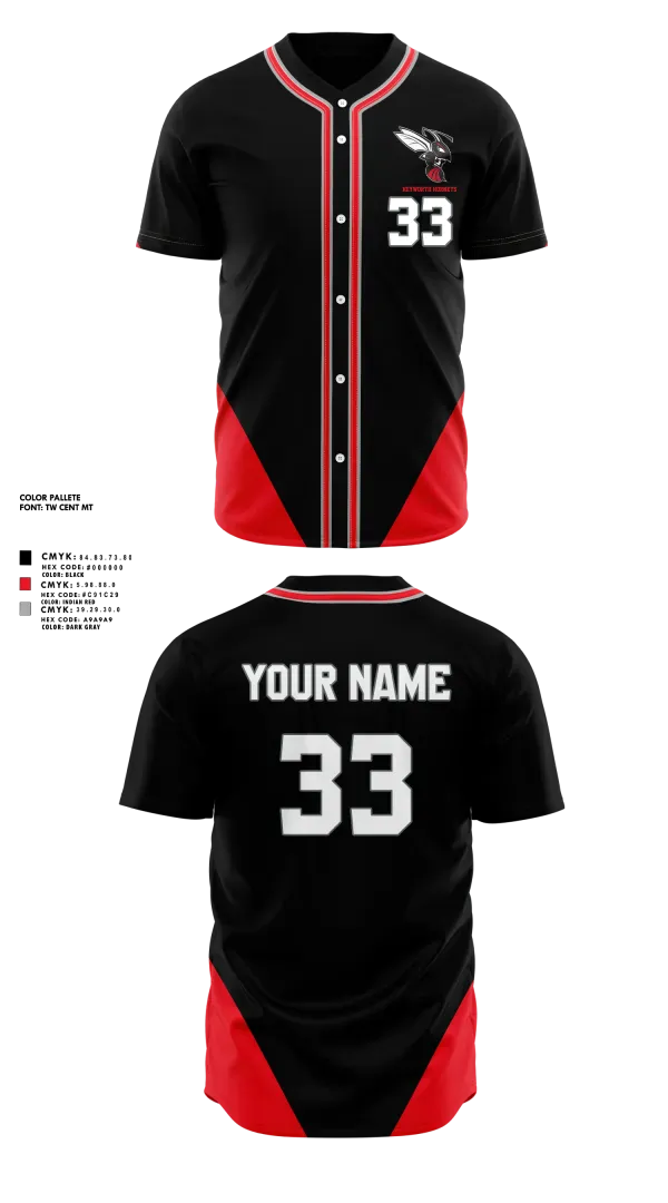 Full Button Baseball Jersey, Heyworth Hornets, Baseball, Teamtime, Team time, sublimation, custom sports apparel, team uniforms, spirit wear, spiritwear, sports uniforms, custom shirts, team store, custom team store, fundraiser sports, apparel fundraiser