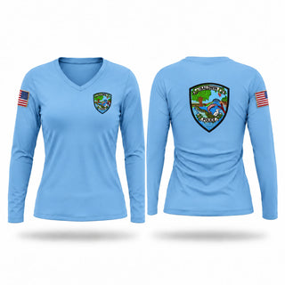 Womens Long Sleeve Vneck Shirt, Baldwin Police Department, Police, Teamtime, Team time, sublimation, custom sports apparel, team uniforms, spirit wear, spiritwear, sports uniforms, custom shirts, team store, custom team store, fundraiser sports, apparel fundraiser