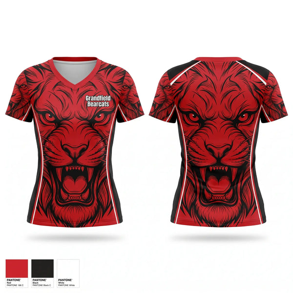 Womens Short Sleeve Vneck Shirt, Grandfield Bearcats, Men's Basketball, Teamtime, Team time, sublimation, custom sports apparel, team uniforms, spirit wear, spiritwear, sports uniforms, custom shirts, team store, custom team store, fundraiser sports, apparel fundraiser