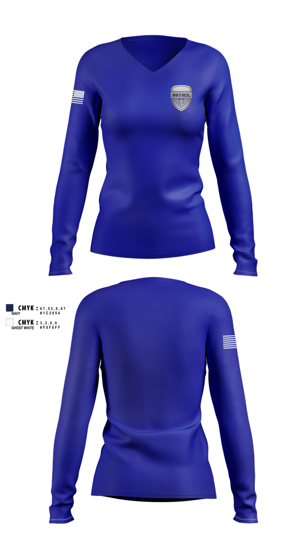 Womens Long Sleeve Vneck Shirt, , Police, Teamtime, Team time, sublimation, custom sports apparel, team uniforms, spirit wear, spiritwear, sports uniforms, custom shirts, team store, custom team store, fundraiser sports, apparel fundraiser