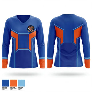 Womens Long Sleeve Vneck Shirt, Maces Lane Middle School, , Teamtime, Team time, sublimation, custom sports apparel, team uniforms, spirit wear, spiritwear, sports uniforms, custom shirts, team store, custom team store, fundraiser sports, apparel fundraiser