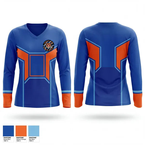 Womens Long Sleeve Vneck Shirt, Maces Lane Middle School, , Teamtime, Team time, sublimation, custom sports apparel, team uniforms, spirit wear, spiritwear, sports uniforms, custom shirts, team store, custom team store, fundraiser sports, apparel fundraiser