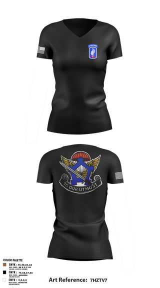 Womens Short Sleeve Vneck Shirt, HHC, Brigade Support Battalion 173D IBCT(A), , Teamtime, Team time, sublimation, custom sports apparel, team uniforms, spirit wear, spiritwear, sports uniforms, custom shirts, team store, custom team store, fundraiser sports, apparel fundraiser