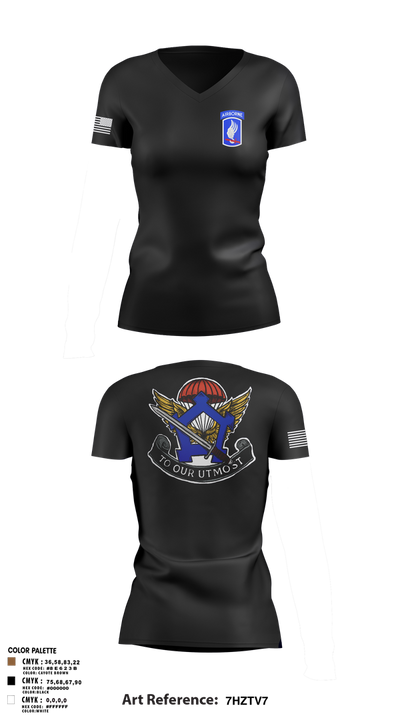 HHC, Brigade Support Battalion 173D IBCT(A) 58990050 Women's Short Sleeve V-neck Shirt - 3