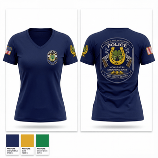 Womens Short Sleeve Vneck Shirt, Non Fatal Shooting Unit, Police, Teamtime, Team time, sublimation, custom sports apparel, team uniforms, spirit wear, spiritwear, sports uniforms, custom shirts, team store, custom team store, fundraiser sports, apparel fundraiser
