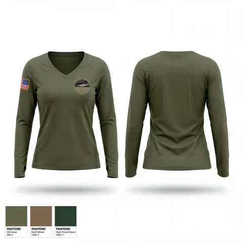 Womens Long Sleeve Vneck Shirt, Skyline Men, Space Force, Teamtime, Team time, sublimation, custom sports apparel, team uniforms, spirit wear, spiritwear, sports uniforms, custom shirts, team store, custom team store, fundraiser sports, apparel fundraiser
