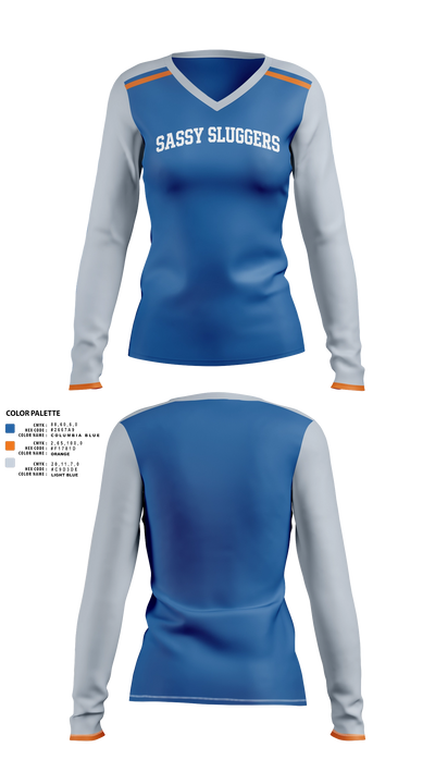 Sassy sluggers Women's Long Sleeve V-neck Shirt - 21