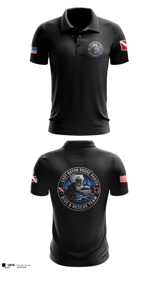 Short Sleeve Performance Polo, East Baton Rouge Parish Dive & Rescue Team, Fire Department, Teamtime, Team time, sublimation, custom sports apparel, team uniforms, spirit wear, spiritwear, sports uniforms, custom shirts, team store, custom team store, fundraiser sports, apparel fundraiser