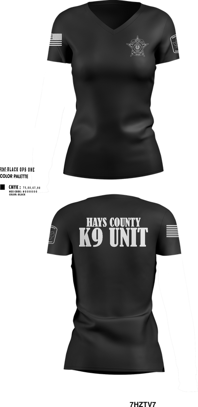 Hays County Sheriff’s Office 39669531 Women's Short Sleeve V-neck Shirt - 323