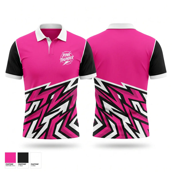 Short Sleeve Performance Polo, Pink Thunder, Softball, Teamtime, Team time, sublimation, custom sports apparel, team uniforms, spirit wear, spiritwear, sports uniforms, custom shirts, team store, custom team store, fundraiser sports, apparel fundraiser