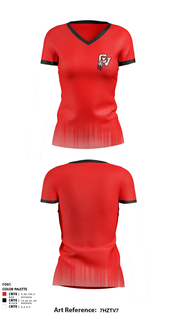 Women's Short Sleeve Vneck Shirt, Big Reds, Track & Field, Teamtime, Team time, sublimation, custom sports apparel, team uniforms, spirit wear, spiritwear, sports uniforms, custom shirts, team store, custom team store, fundraiser sports, apparel fundraiser