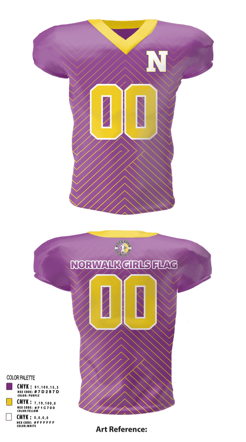 Football Jersey, Norwalk Girls Flag Football, Football, Teamtime, Team time, sublimation, custom sports apparel, team uniforms, spirit wear, spiritwear, sports uniforms, custom shirts, team store, custom team store, fundraiser sports, apparel fundraiser